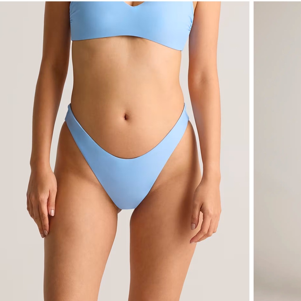 Quince Italian High-Leg Bikini Bottom Sky Blue NEW
